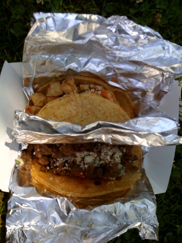 Pollo and carne asada tacos from KO