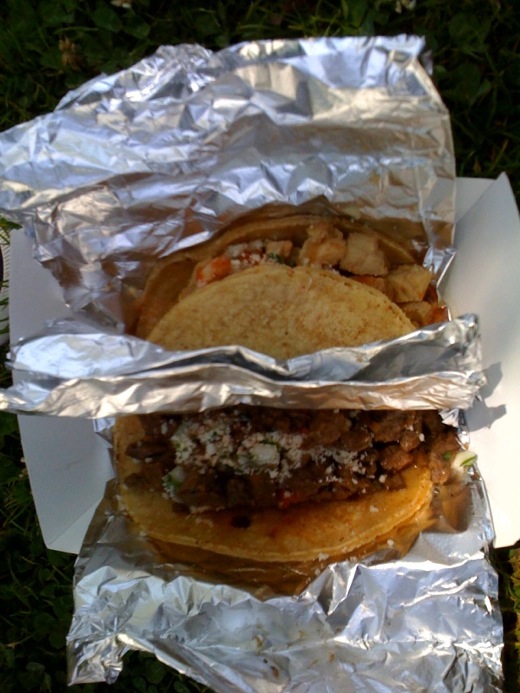 (Bottom) Carne asada taco from KO Taco Truck